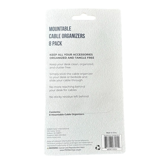 Sticky Mounting Cable Organizers 8pcs / Black - Picture 3 of 3